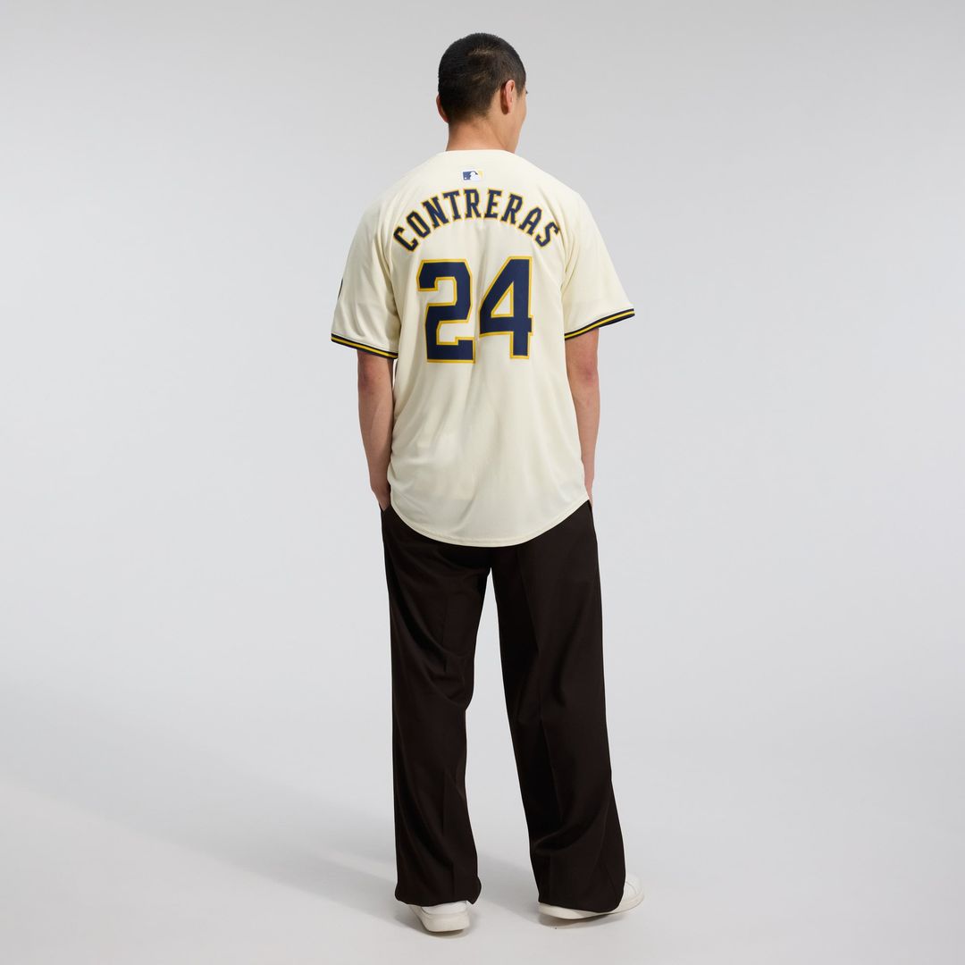 Men's Milwaukee Brewers William Contreras Cream Home Player Jersey