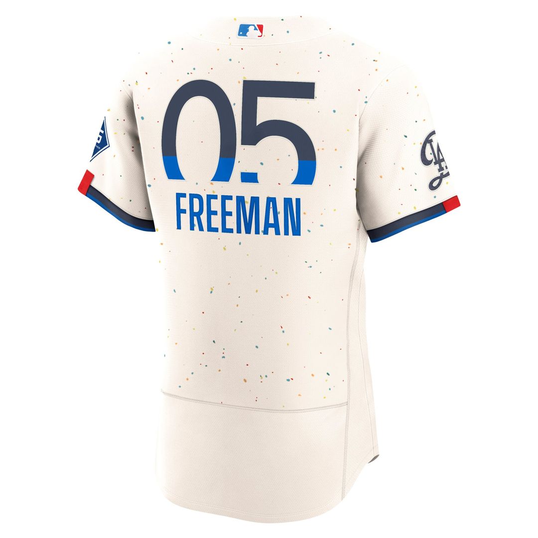 Men's Los Angeles Dodgers Freddie Freeman Cream City Connect Sponsor Patch Jersey