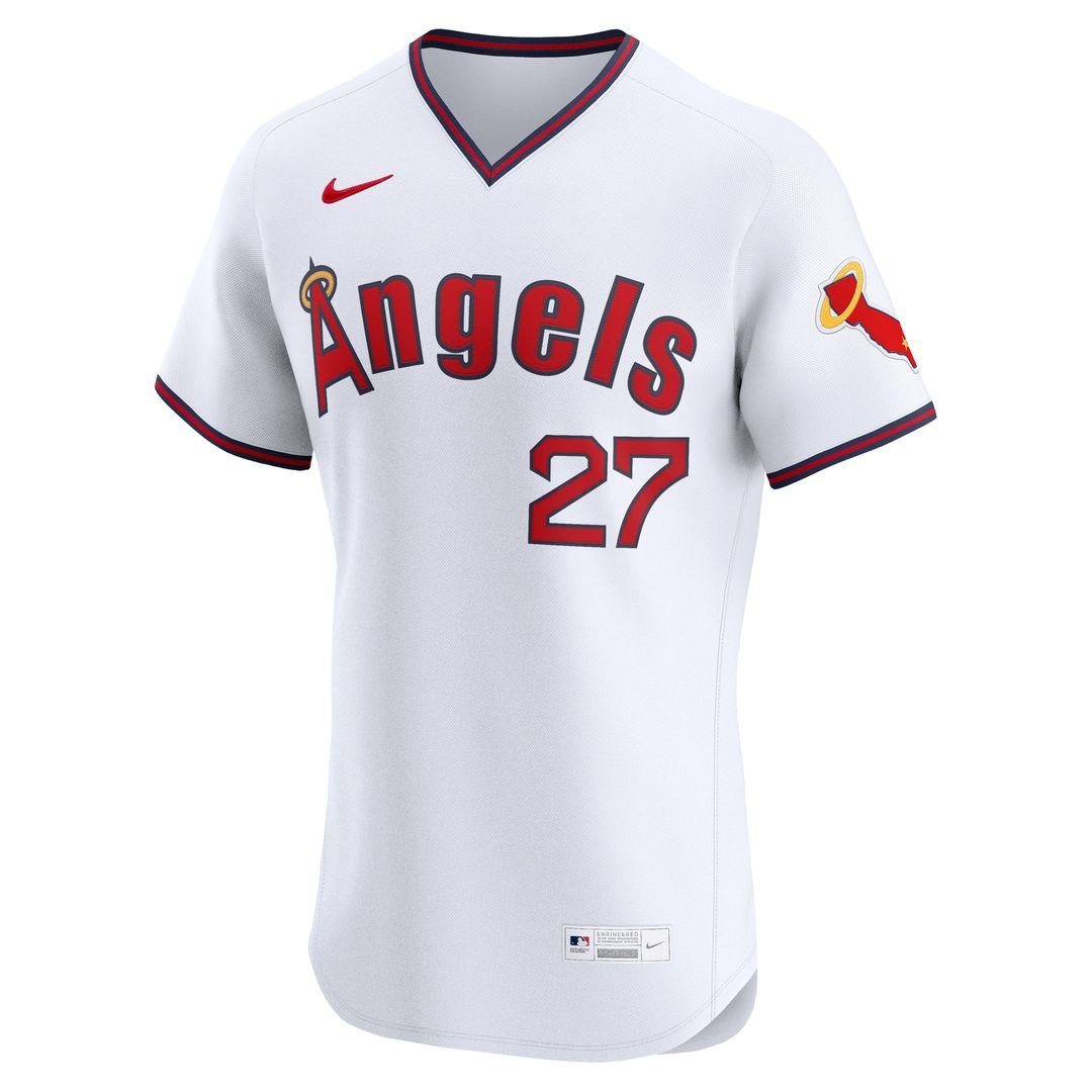 Men's Los Angeles Angels Mike Trout White Alternate 2 Elite Jersey