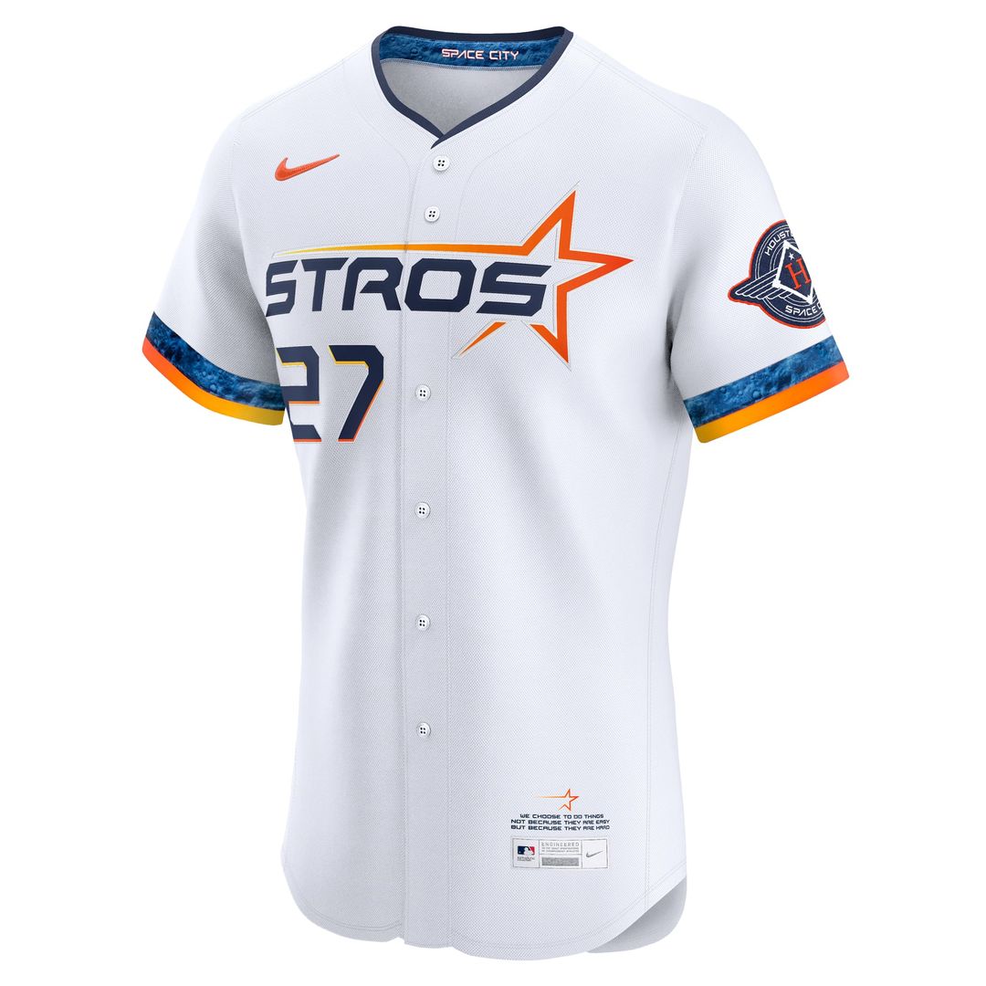 Men's Houston Astros Jose Altuve White 2025 City Connect Elite Player Jersey