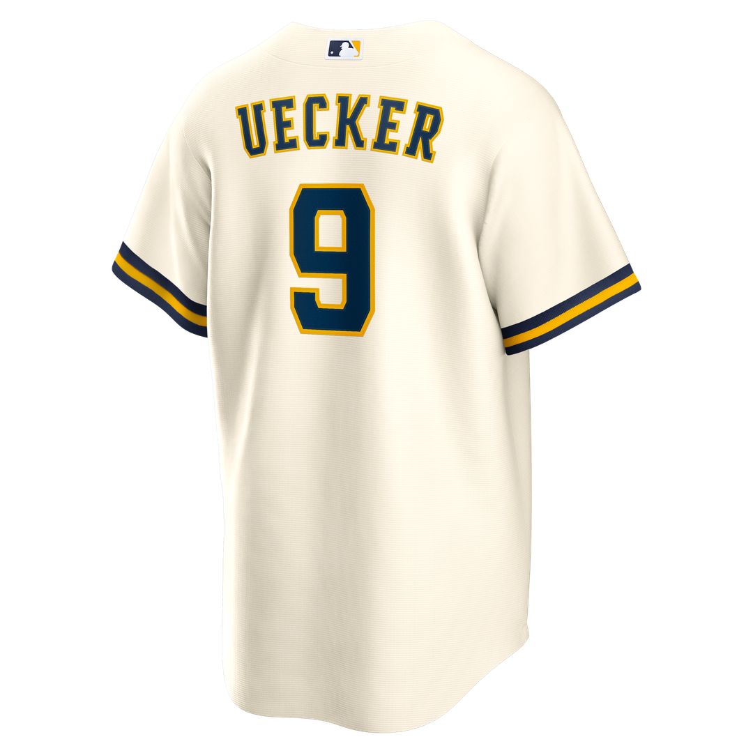 Men's Milwaukee Brewers Bob Uecker Cream Home Retired Player Replica Jersey