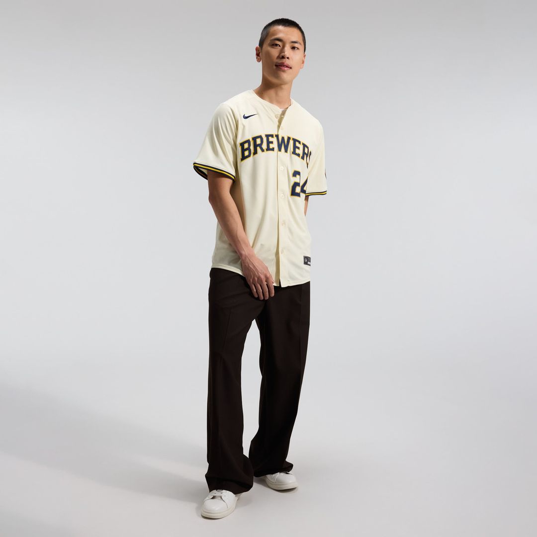 Men's Milwaukee Brewers William Contreras Cream Home Player Jersey