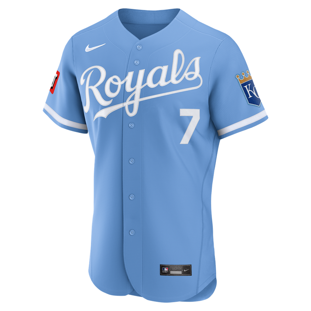 Men's Kansas City Royals Bobby Witt Jr. Light Blue Alternate Sponsor Patch Jersey
