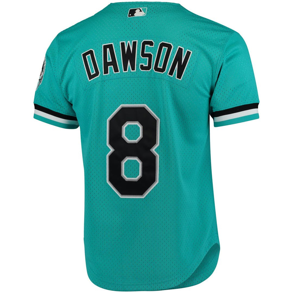 Men's Florida Marlins Andre Dawson Teal Mesh Batting Practice Button-Up Jersey