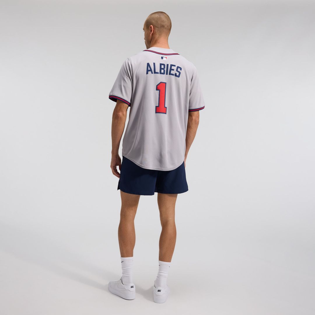 Men's Atlanta Braves Ozzie Albies Gray Road Player Jersey