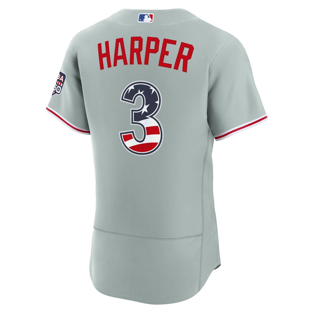 Fourth of July Men's Philadelphia Phillies Bryce Harper Gray USA 250 Jersey
