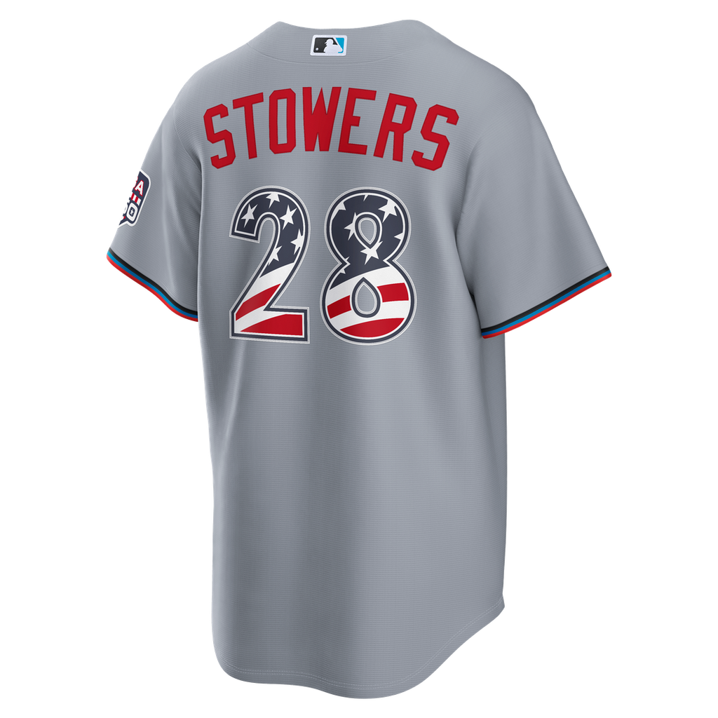 Fourth of July Men's Miami Marlins Kyle Stowers Gray USA 250 Stadium Jersey