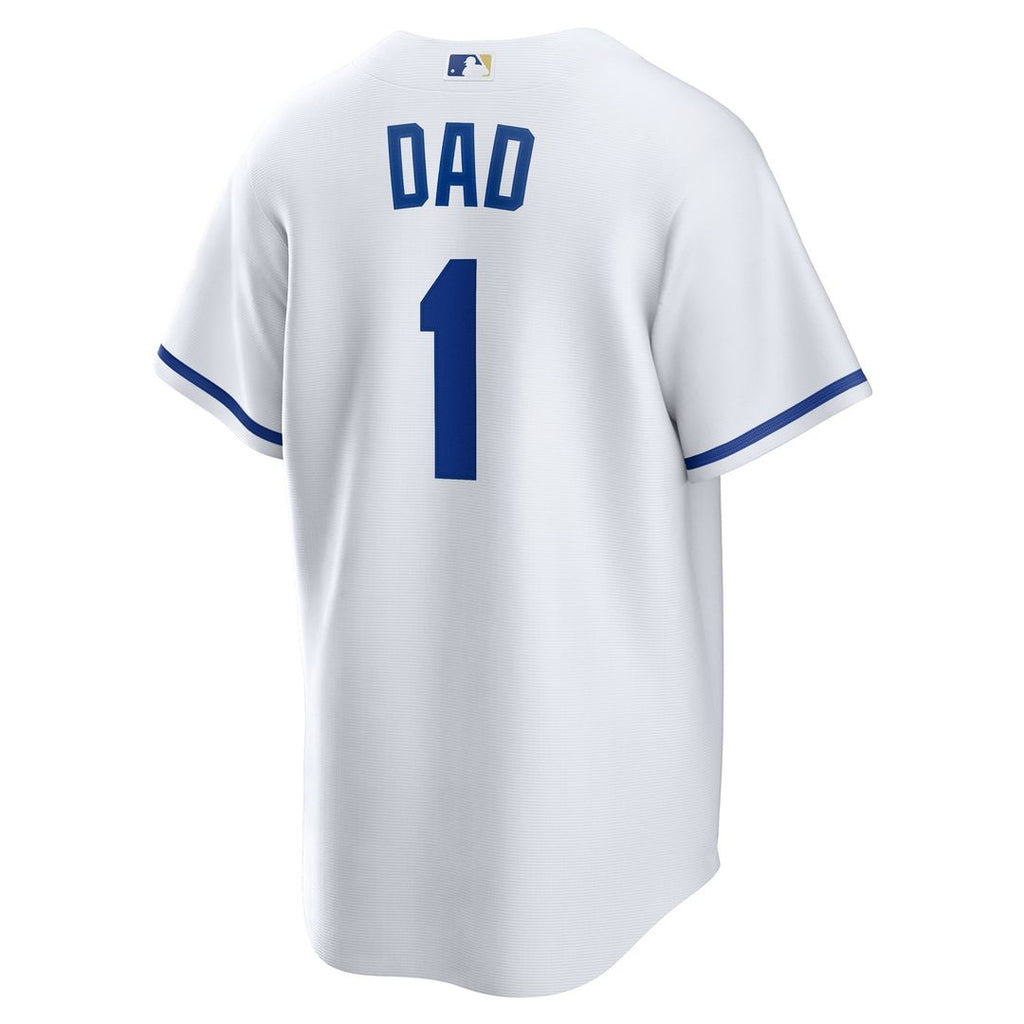 Men's Kansas City Royals White #1 Dad Home Replica Jersey