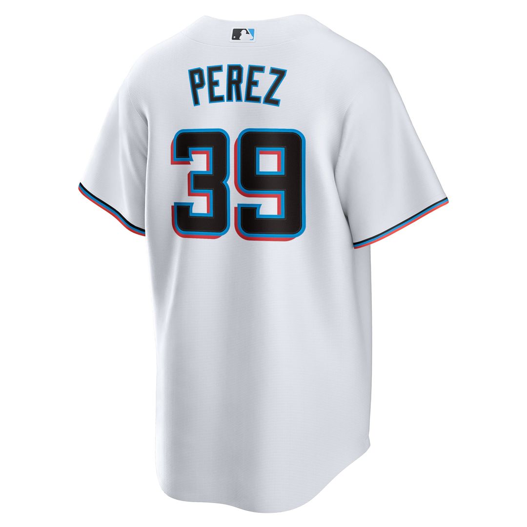 Men's Miami Marlins Eury Perez White Home Replica Jersey