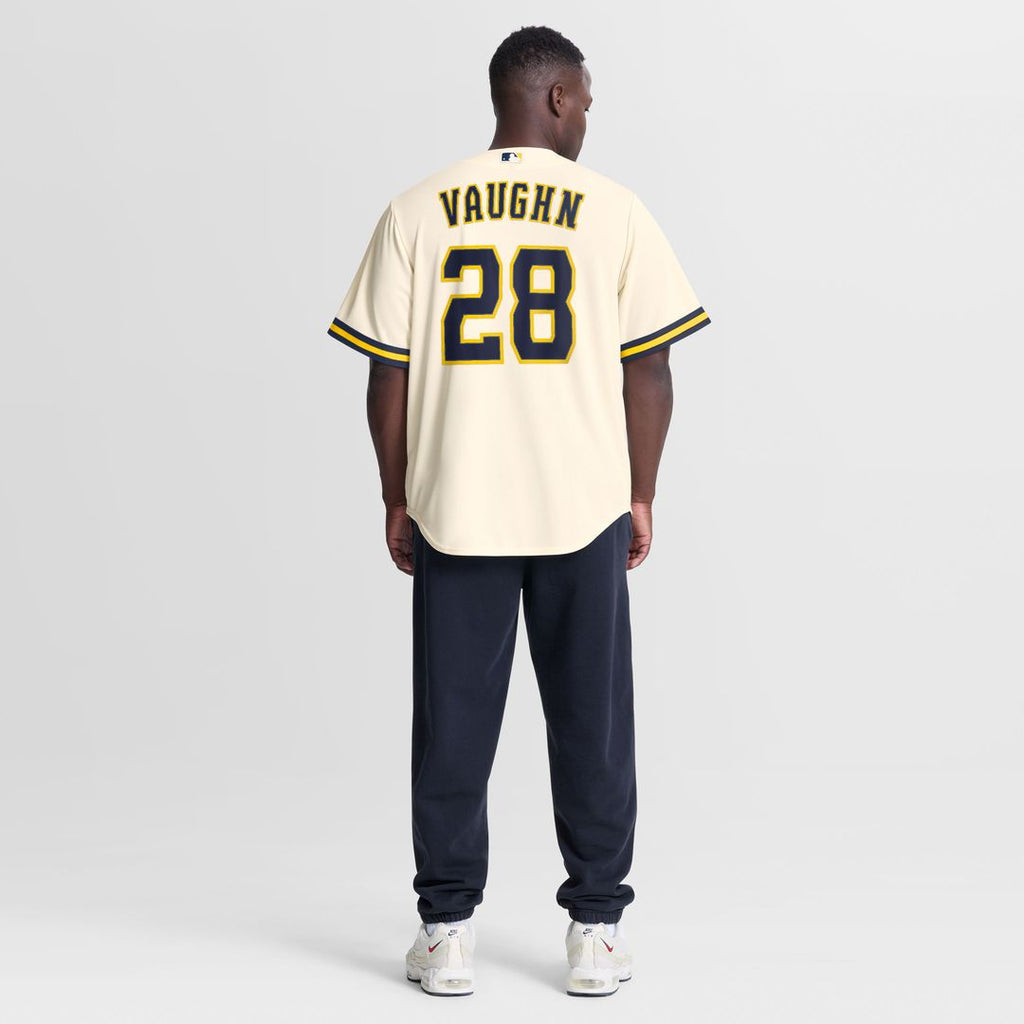 Men's Milwaukee Brewers Andrew Vaughn Cream Home Replica Jersey