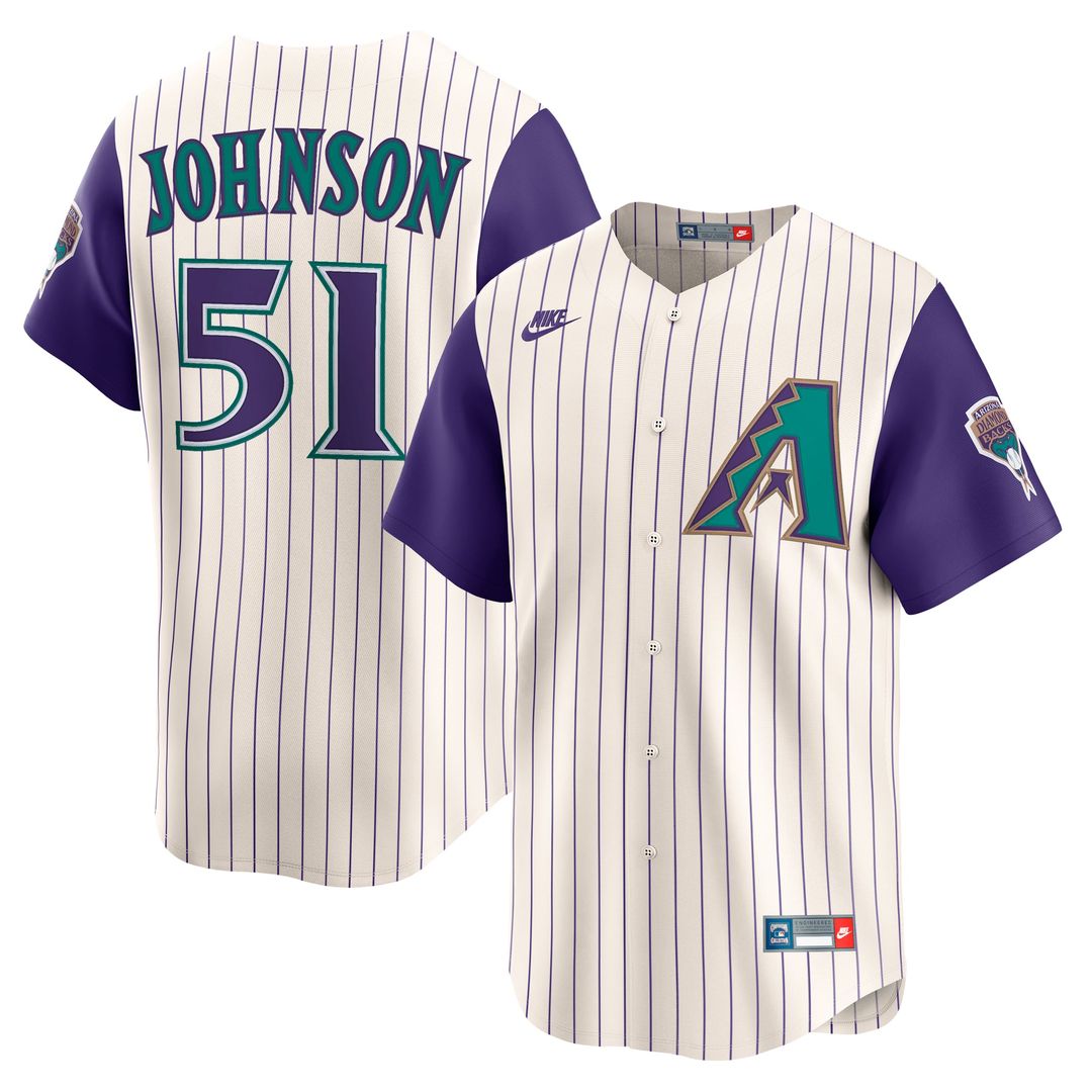 Men's Arizona Diamondbacks Randy Johnson Black Throwback Jersey