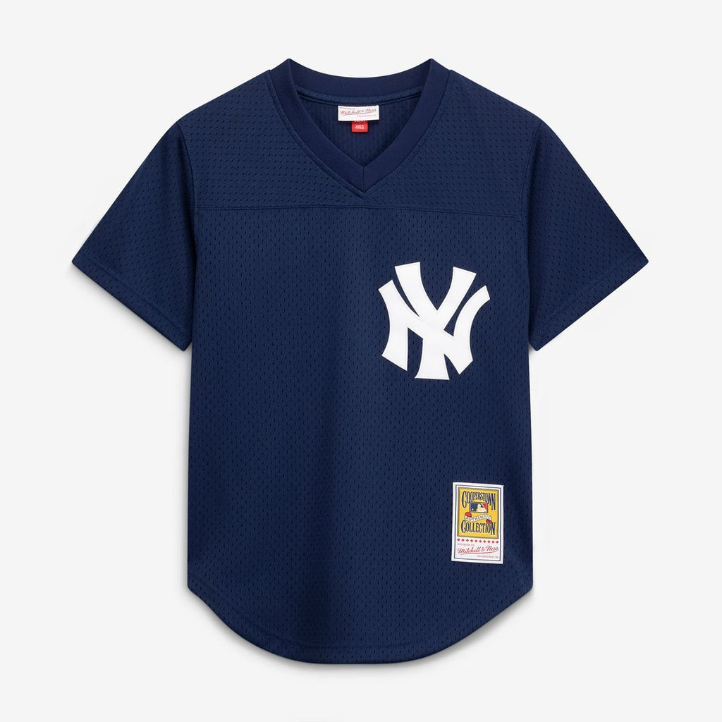 Men's New York Yankees Rickey Henderson Navy Mesh Batting Practice Button-Up Jersey