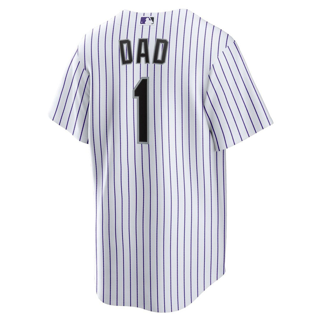 Men's Colorado Rockies White #1 Dad Home Replica Jersey