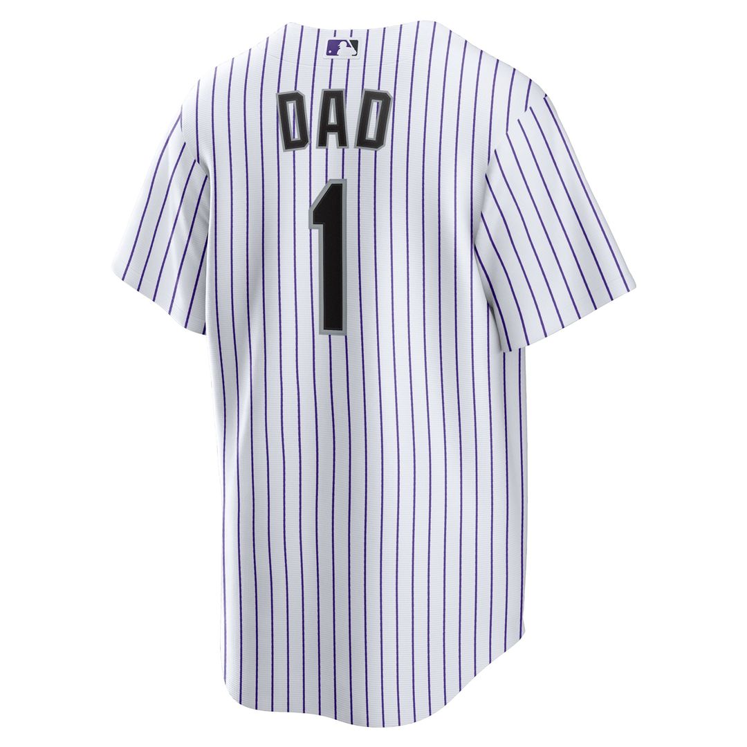 Men's Colorado Rockies White #1 Dad Home Replica Jersey