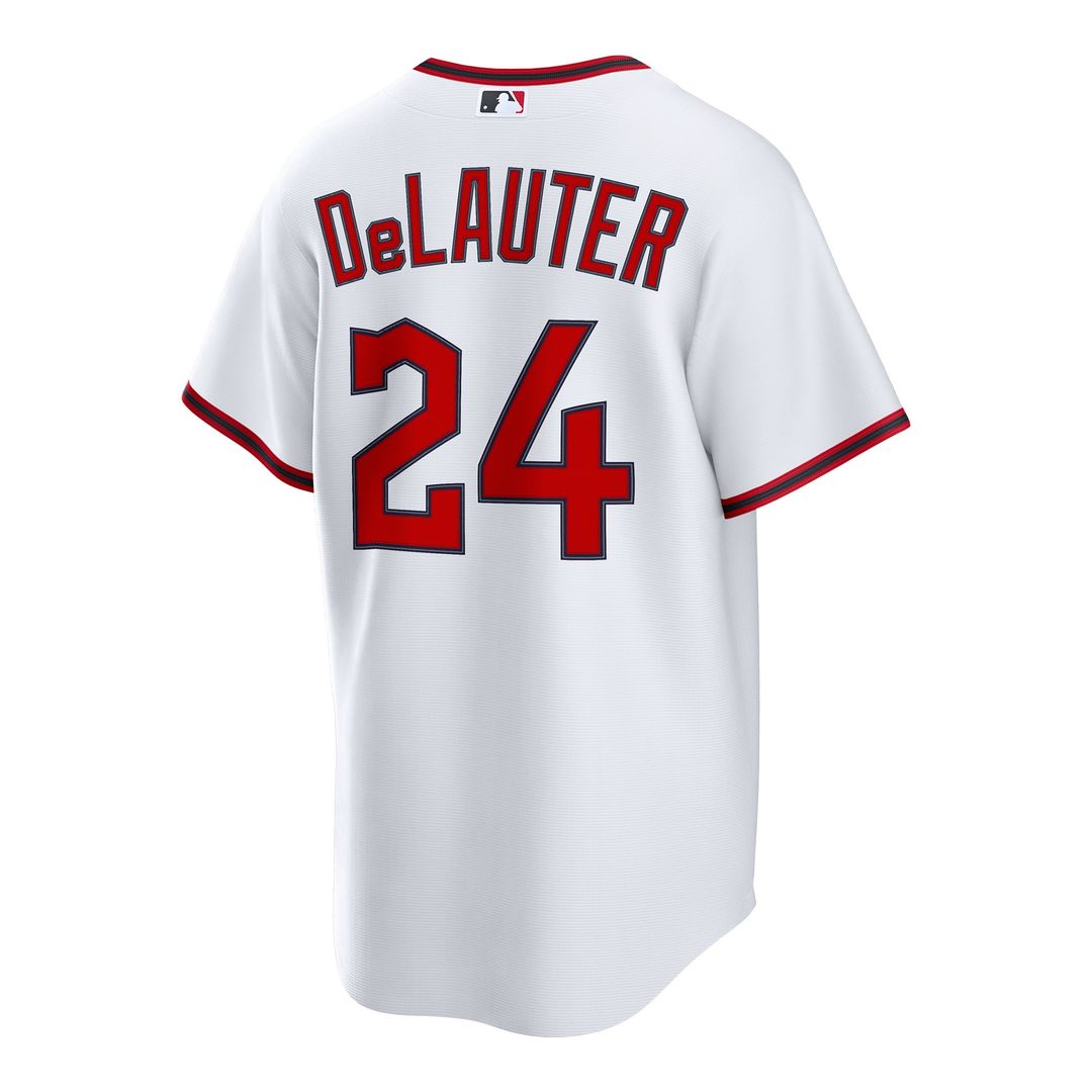 Men's Cleveland Guardians Chase DeLauter White Home Replica Jersey