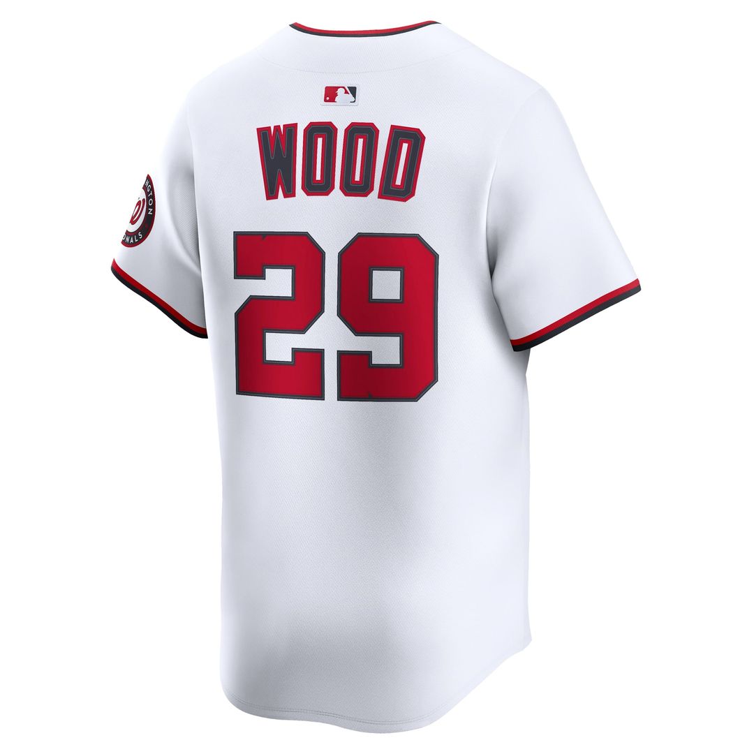Men's Washington Nationals James Wood White Home Jersey