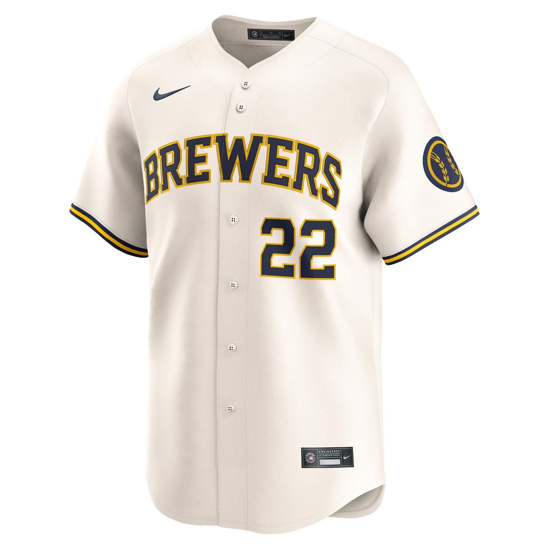 Men's Milwaukee Brewers Christian Yelich Cream Home Player Jersey