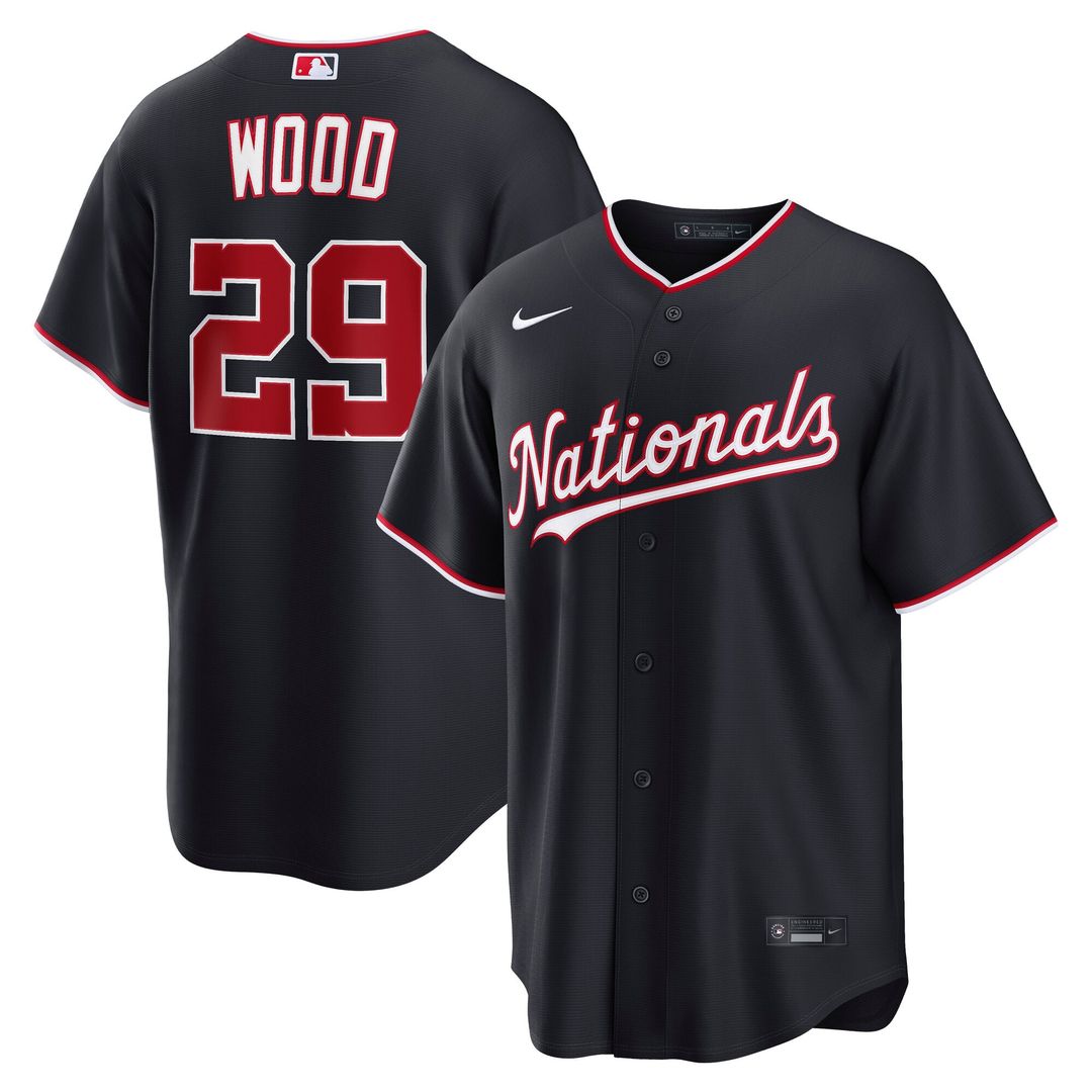 Men's Washington Nationals James Wood Navy Alternate Replica Jersey