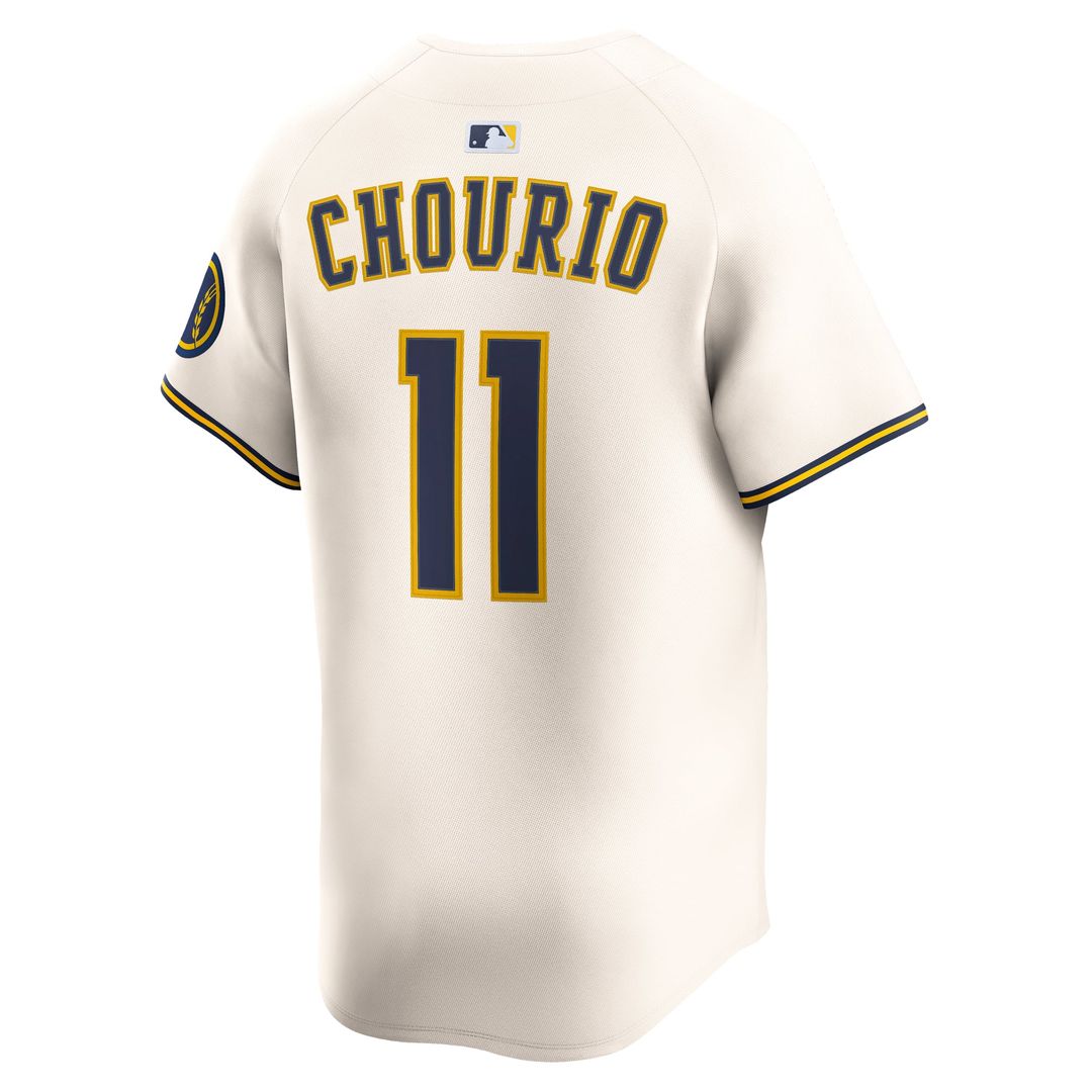 Men's Milwaukee Brewers Jackson Chourio Cream Home Jersey