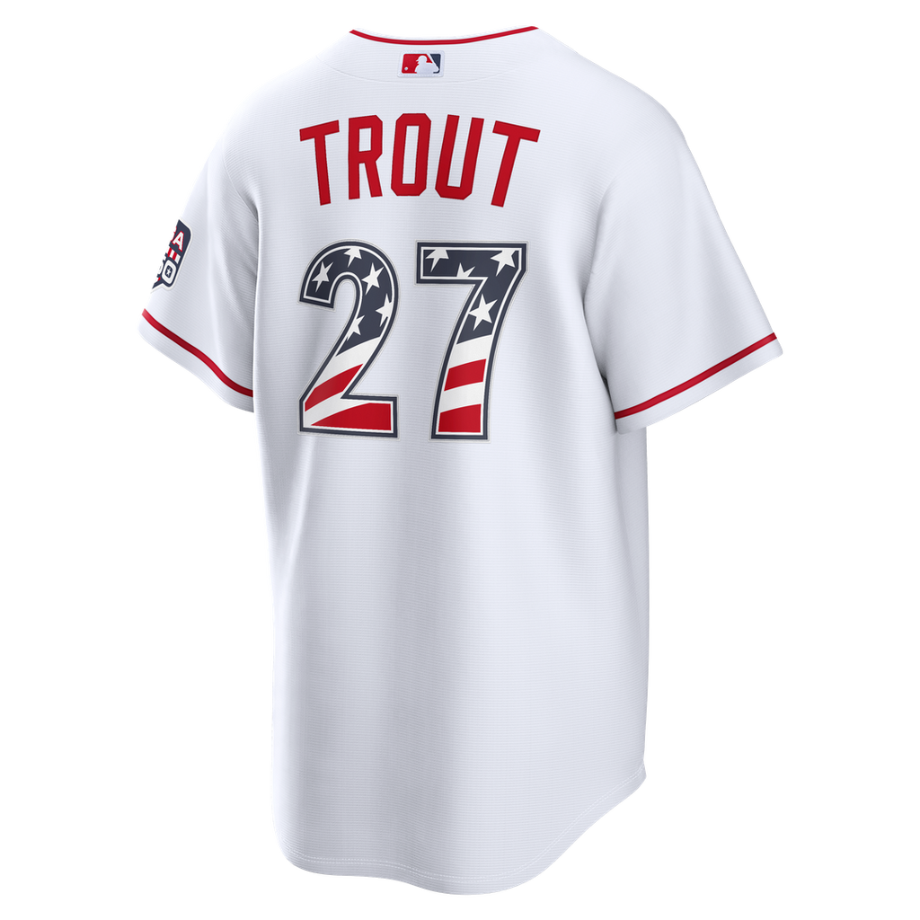 Fourth of July Men's Los Angeles Angels Mike Trout White USA 250 Stadium Jersey