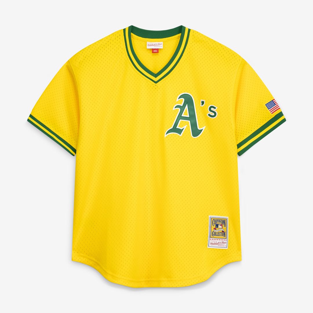 Men's Athletics Rickey Henderson Yellow Batting Practice Jersey
