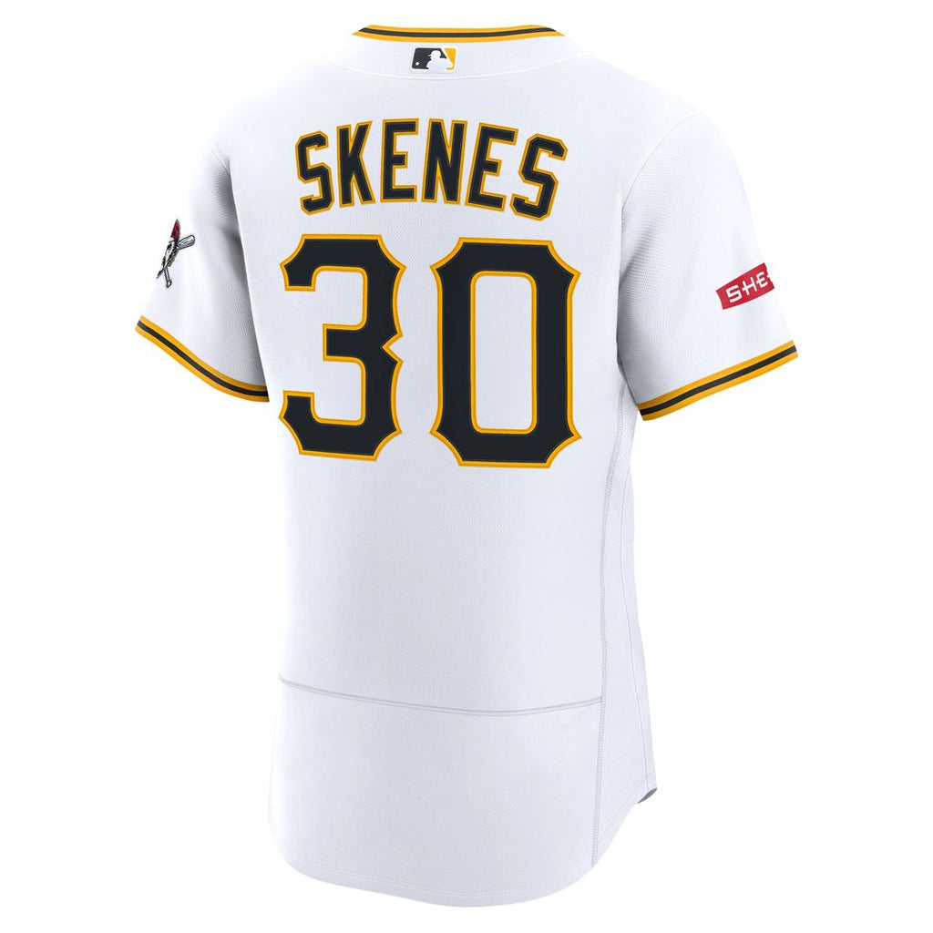 Men's Pittsburgh Pirates Paul Skenes White Home Sponsor Patch Jersey