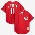 Men's Cincinnati Reds Barry Larkin Red Throwback Mesh Batting Practice Jersey