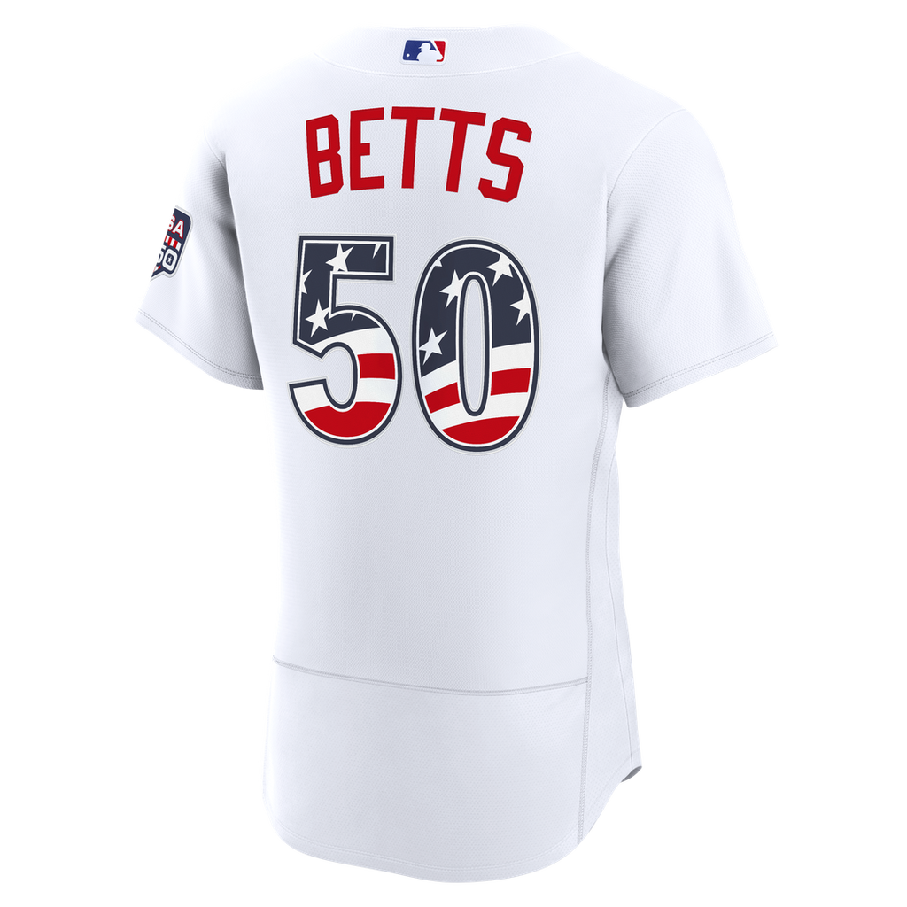 Fourth of July Men's Los Angeles Dodgers Mookie Betts White USA 250 Jersey