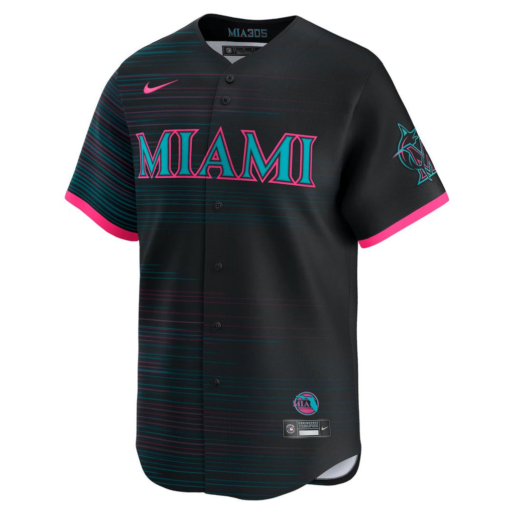 Men's Miami Marlins Black 2025 City Connect Jersey