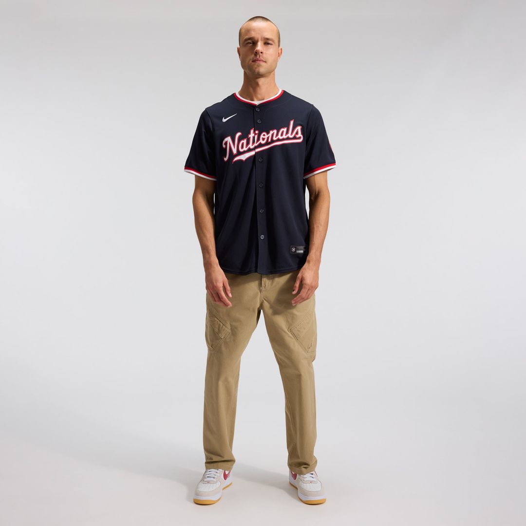 Men's Washington Nationals James Wood Navy Alternate Player Jersey
