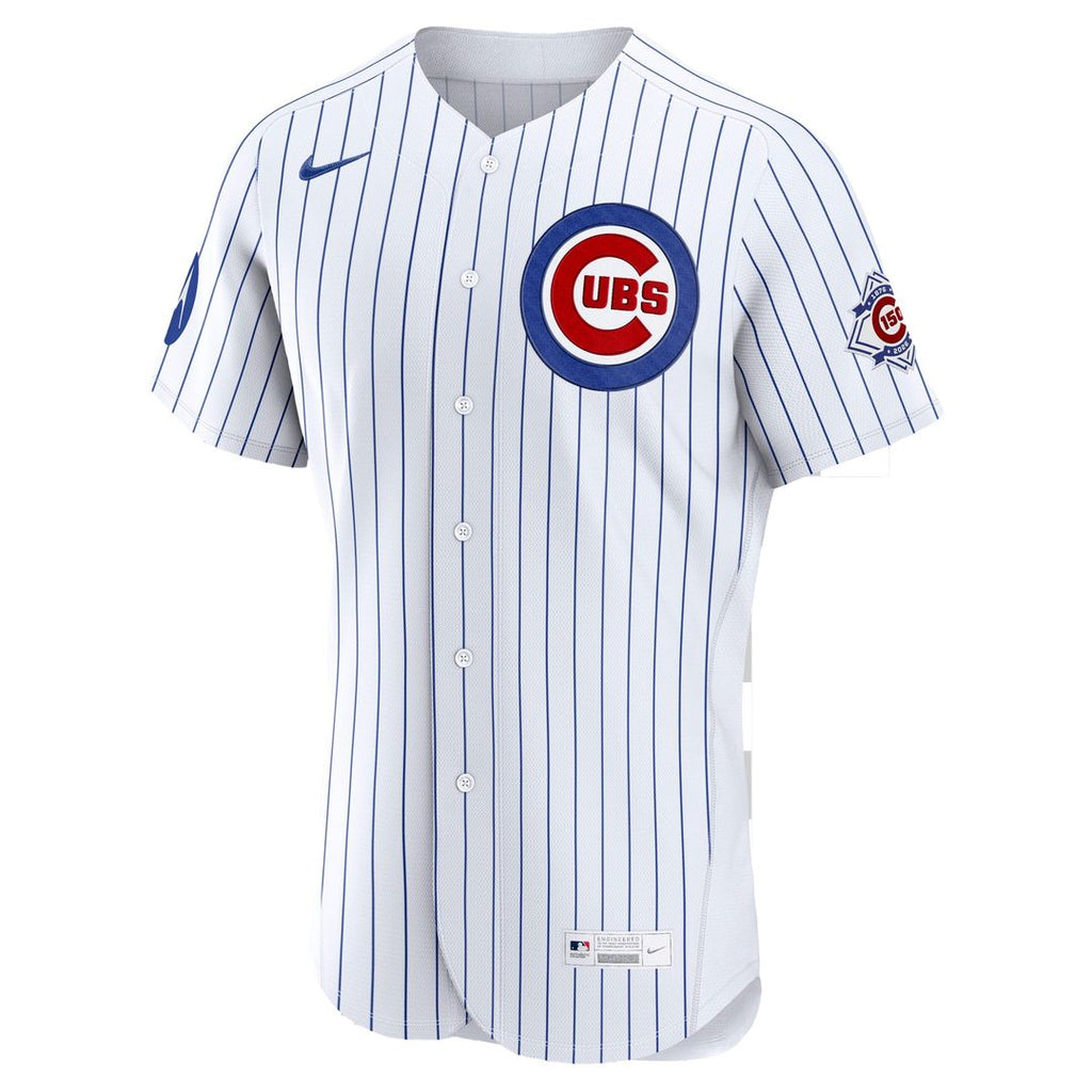 Men's Chicago Cubs White Home Sponsor Patch Jersey