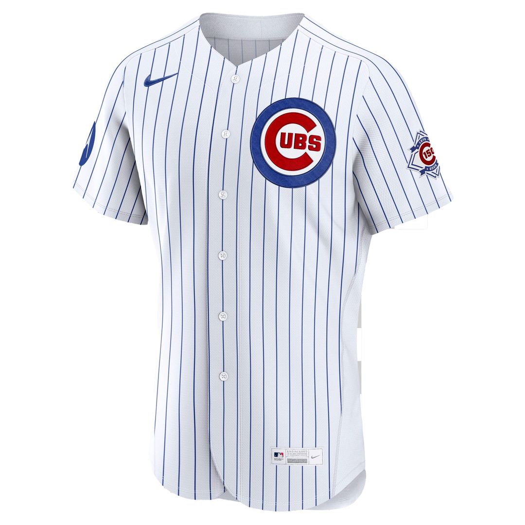 Men's Chicago Cubs White Home Sponsor Patch Jersey