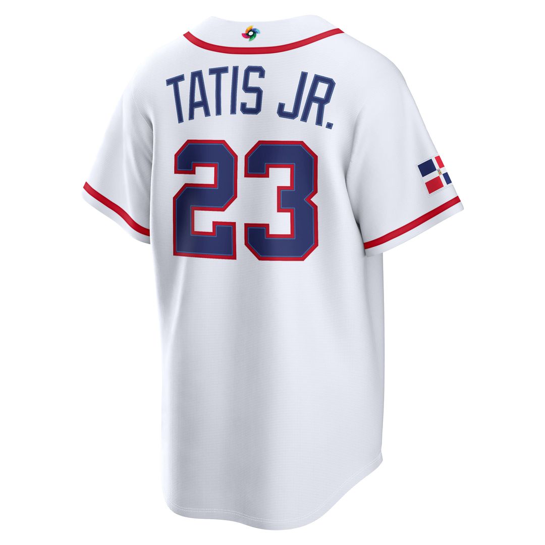 Men's Dominican Republic Baseball Fernando Tatis Jr. White 2026 World Baseball Classic Home Stadium Jersey