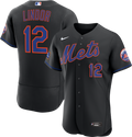 Men's New York Mets Francisco Lindor Black Alternate Sponsor Patch Jersey