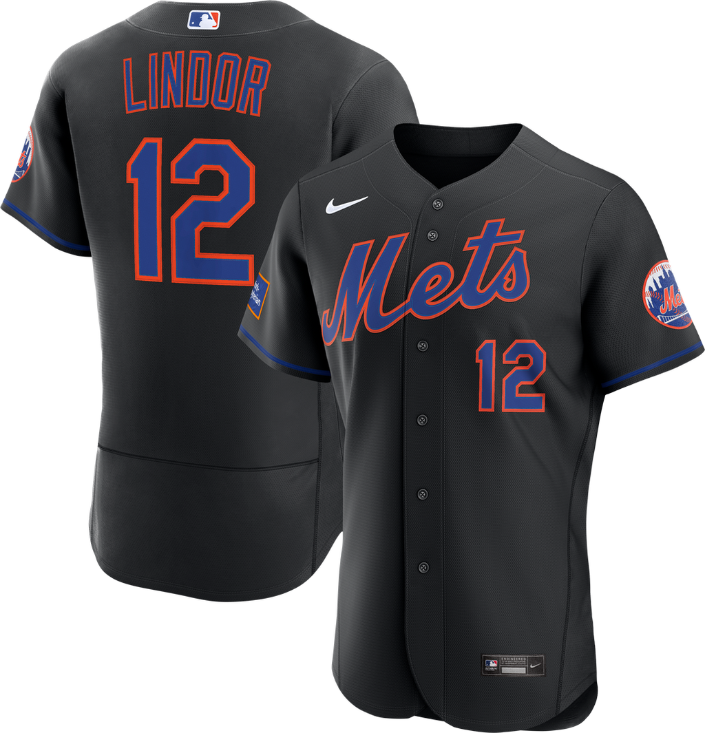 Men's New York Mets Francisco Lindor White Home Sponsor Patch Jersey