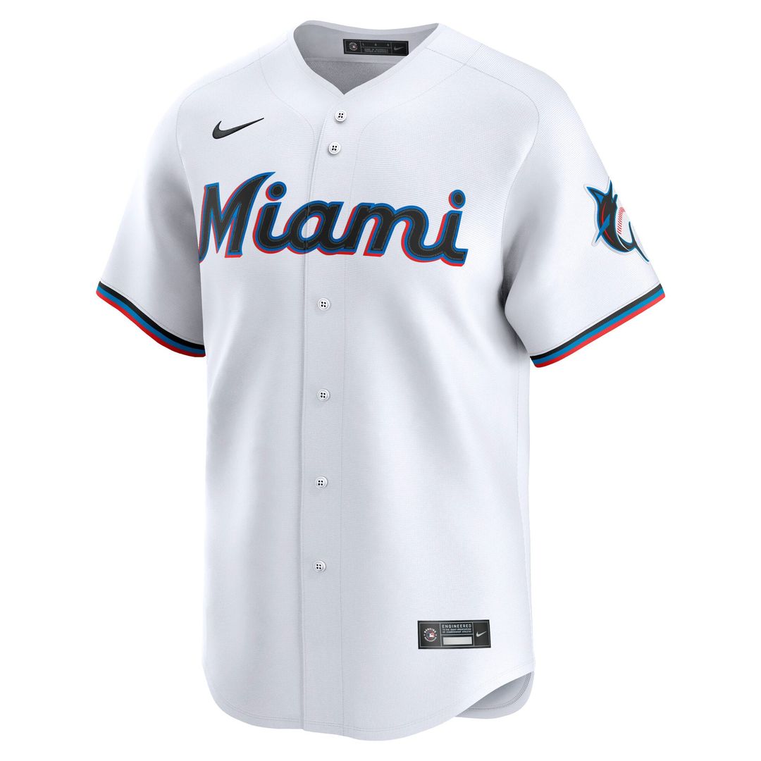 Men's Miami Marlins White Home Replica Team Jersey