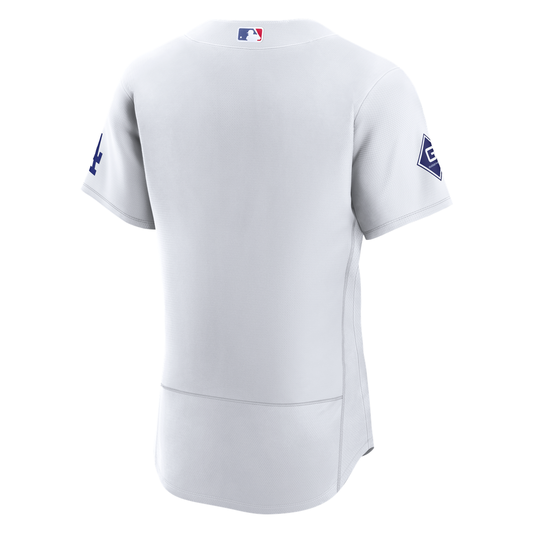 Men's Los Angeles Dodgers White Home Sponsor Patch Jersey