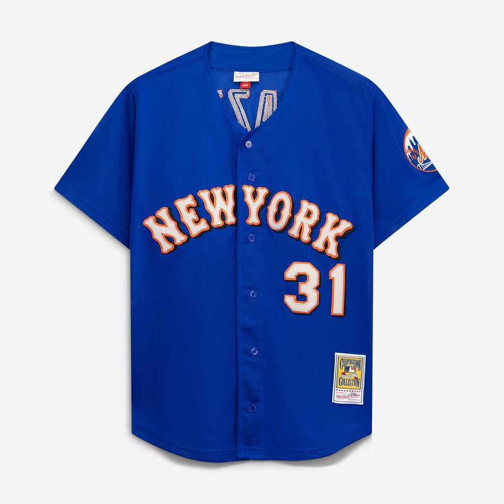 Men's New York Mets Mike Piazza Orange Mesh Batting Practice Button-Up Jersey