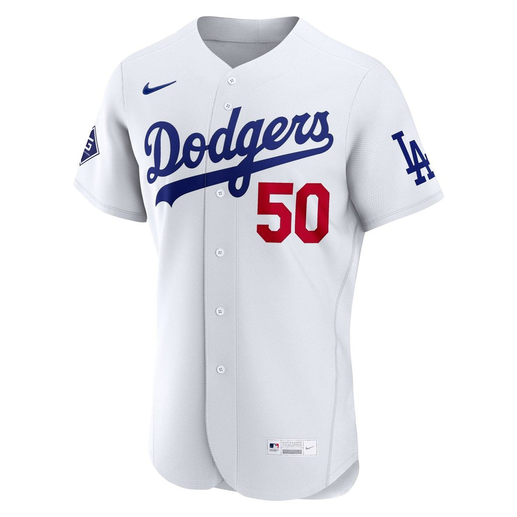 Men's Los Angeles Dodgers Mookie Betts White Home Sponsor Patch Jersey