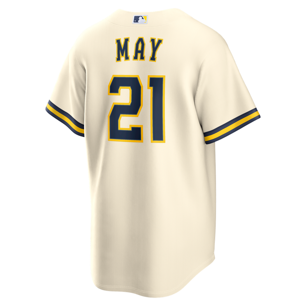 Men's Milwaukee Brewers Dustin May Cream Home Replica Jersey