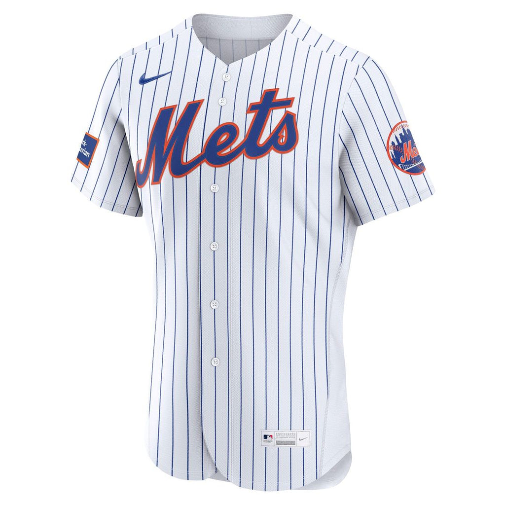 Men's New York Mets White Home Sponsor Patch Jersey