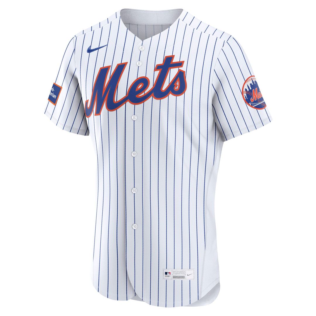 Men's New York Mets White Home Sponsor Patch Jersey