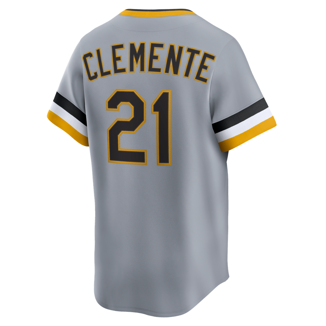 Men's Pittsburgh Pirates Roberto Clemente Gray Throwback Jersey