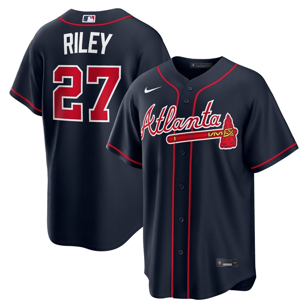 Men's Atlanta Braves Austin Riley Navy Alternate Replica Jersey