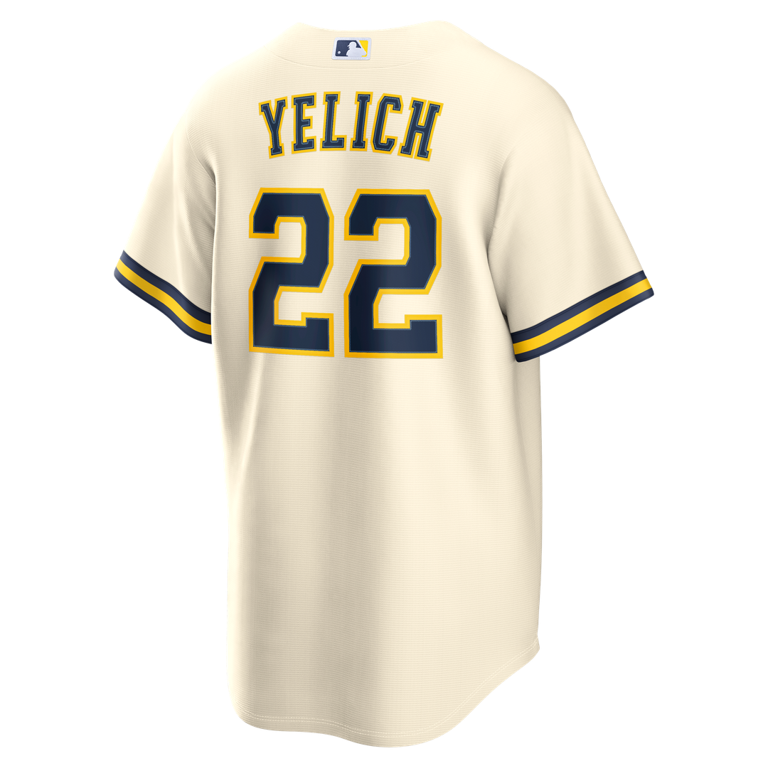 Men's Milwaukee Brewers Christian Yelich Cream Home Replica Jersey