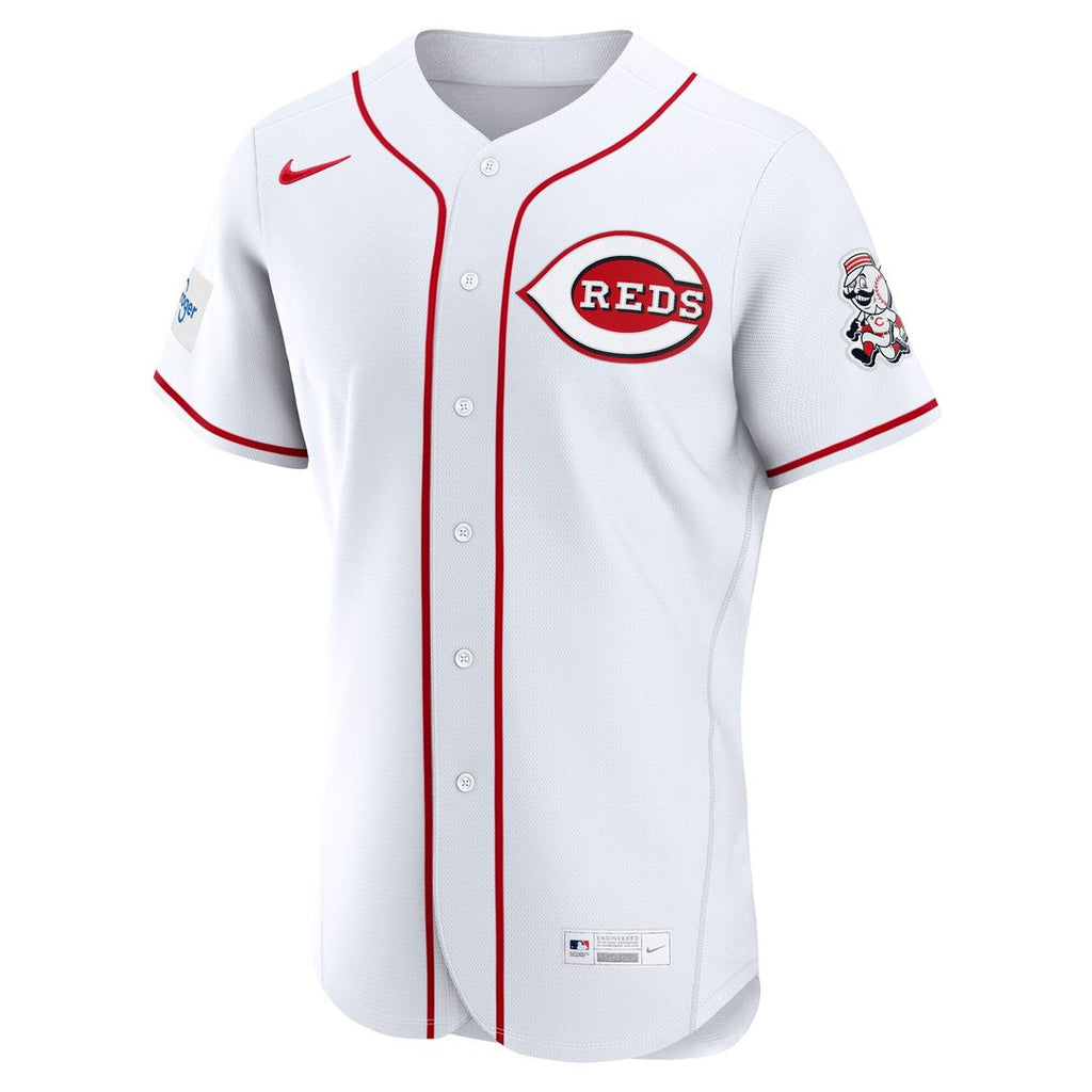 Men's Cincinnati Reds White Home Sponsor Patch Jersey