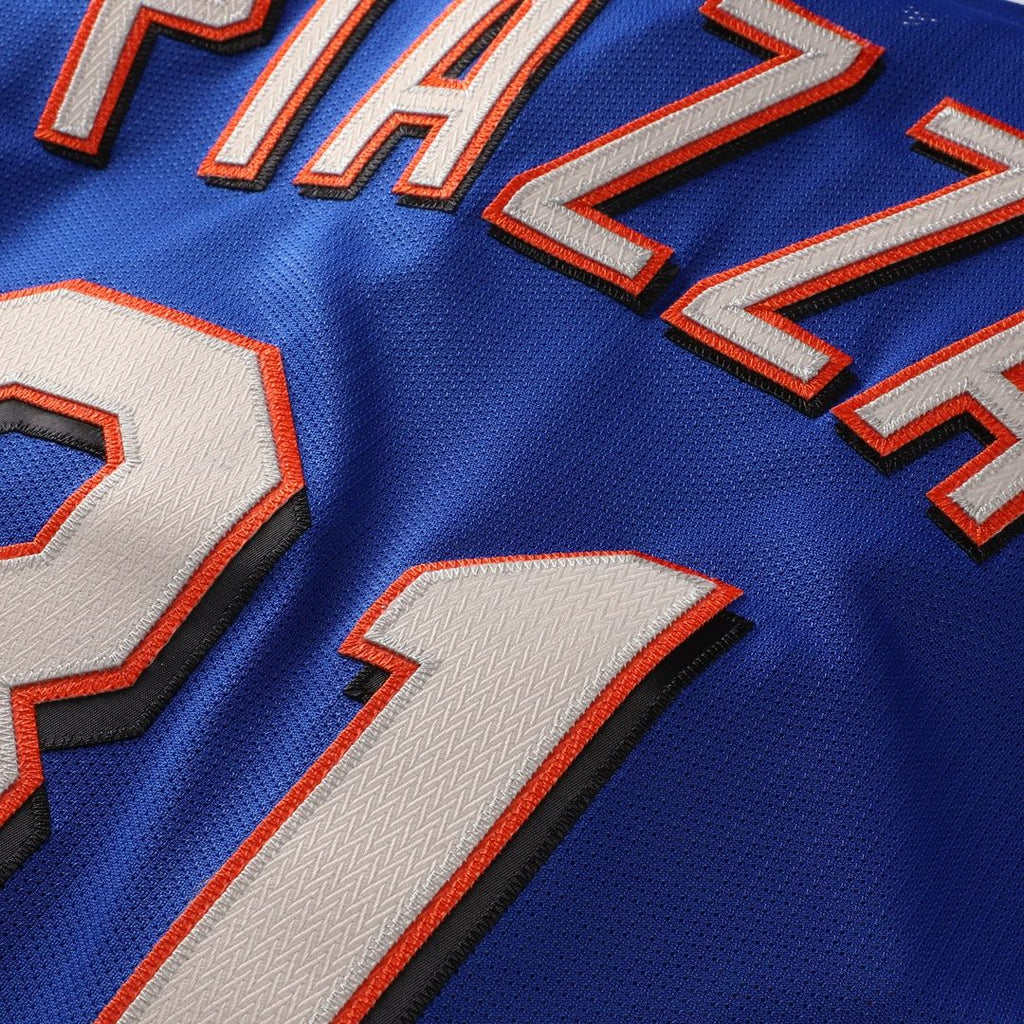 Men's New York Mets Mike Piazza Orange Mesh Batting Practice Button-Up Jersey