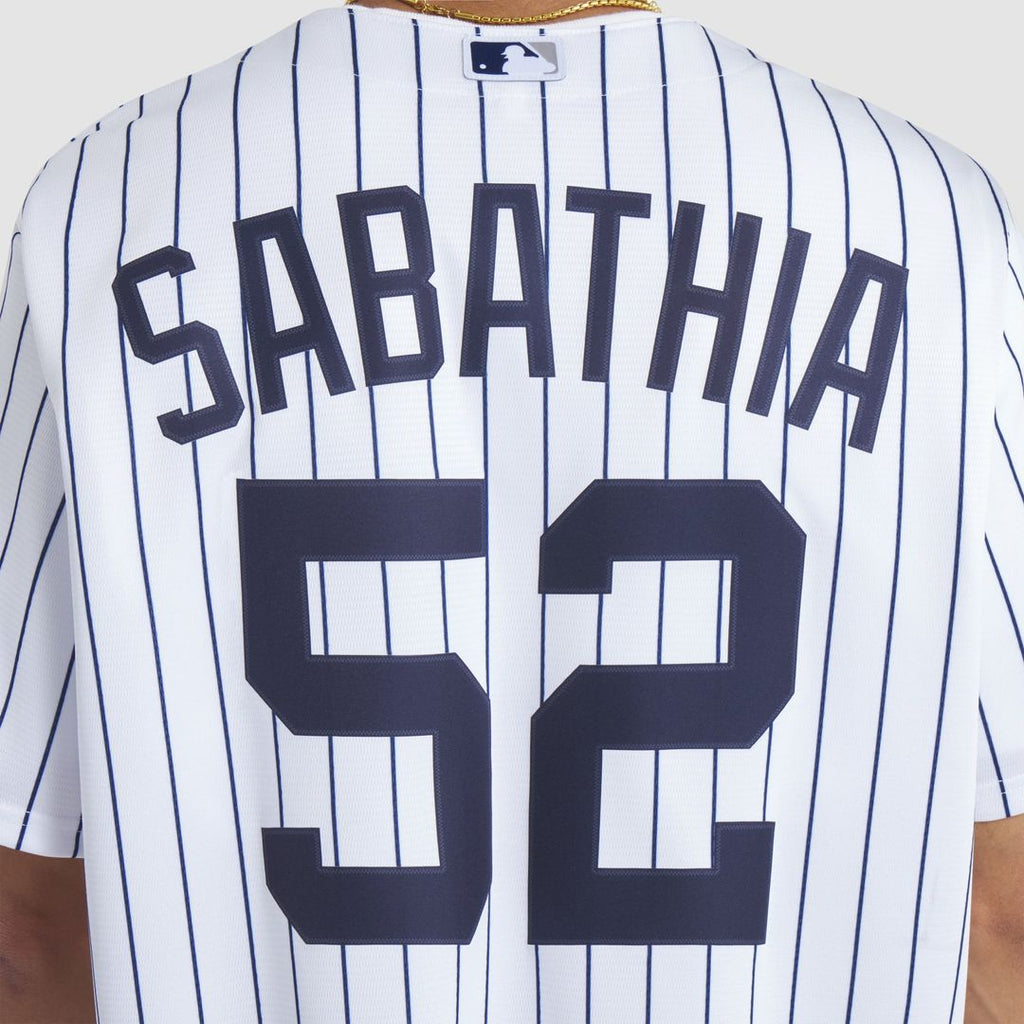 Men's New York Yankees CC Sabathia White 2025 Baseball Hall of Fame Name & Number Retired Replica Jersey