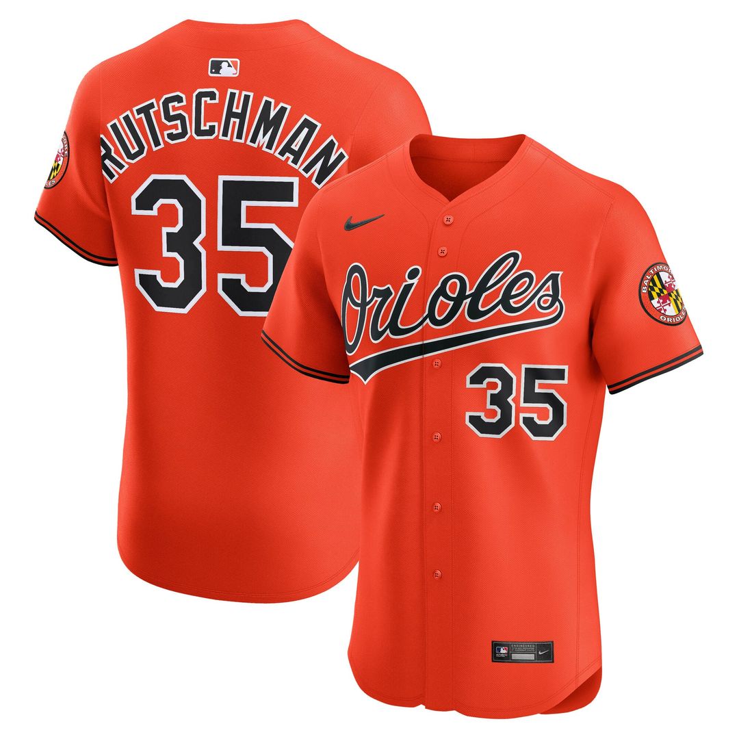 Men's Baltimore Orioles Adley Rutschman Orange Alternate 2 Elite Jersey