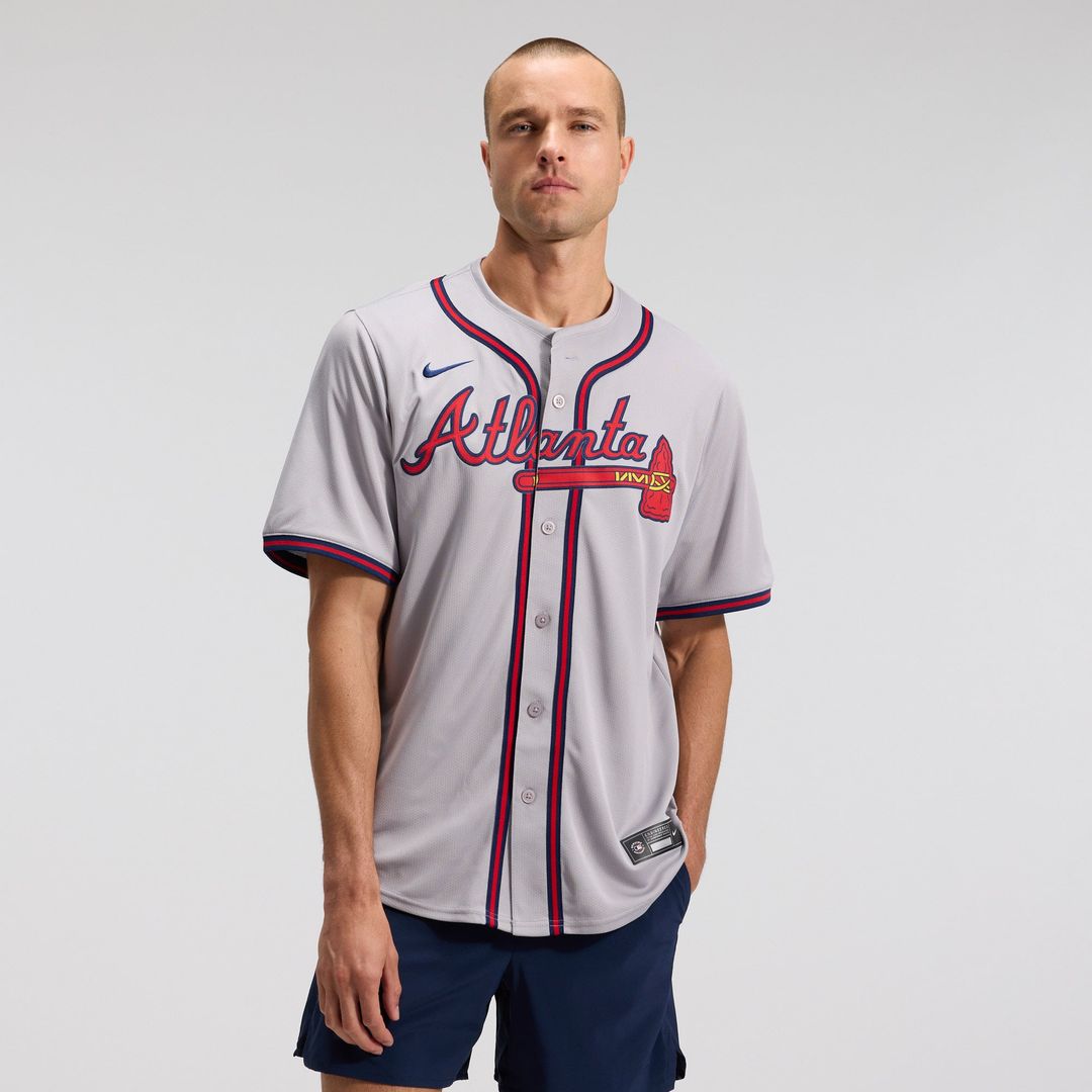 Men's Atlanta Braves Ozzie Albies Gray Road Player Jersey